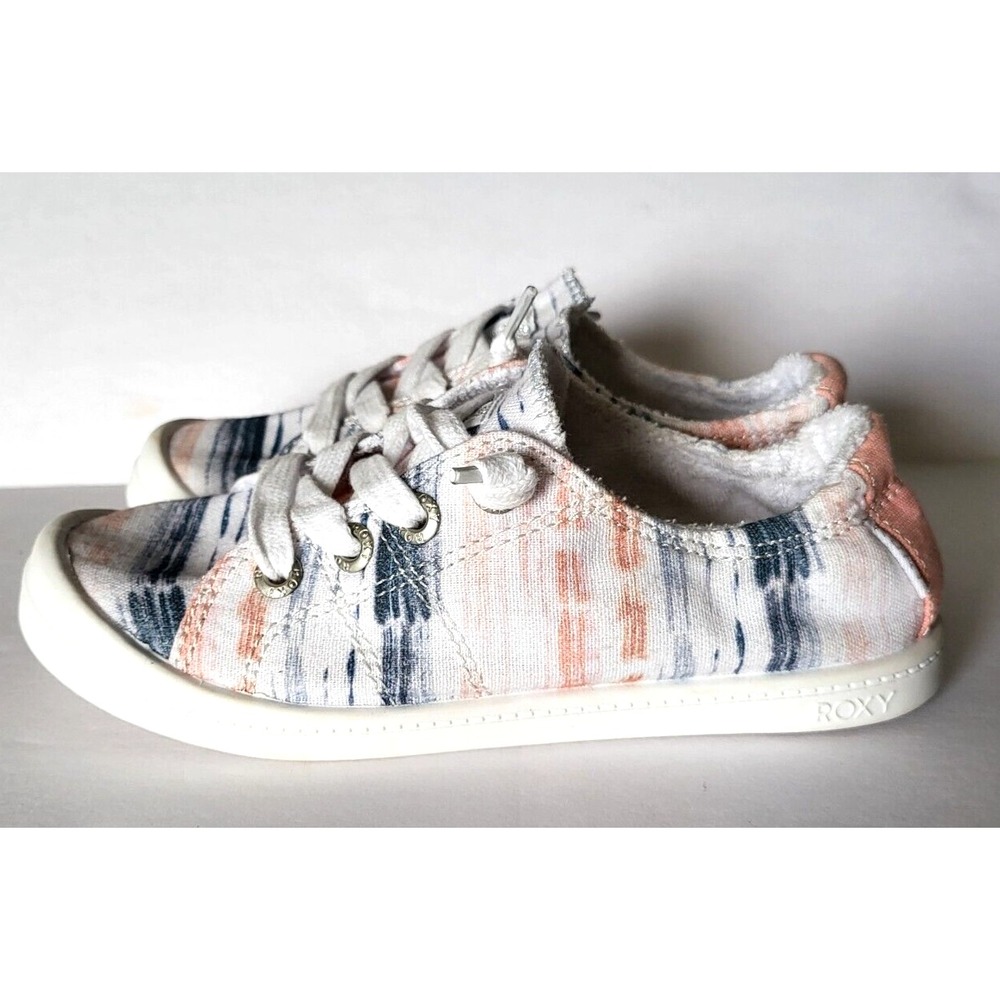 ROXY RG BAYSHORE IV YOUTH SLIP ON SHOES PASTEL White Pink Blue STRIPES US 13